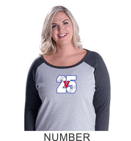 Vipers Curvy Ladies Number Raglan- Matte or Glitter