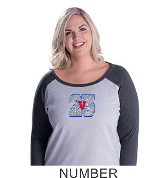 Vipers Curvy Ladies Number Raglan- Matte or Glitter