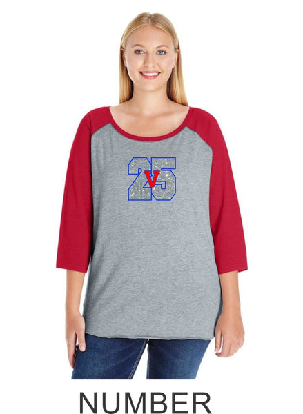 Vipers Curvy Ladies Number Raglan- Matte or Glitter