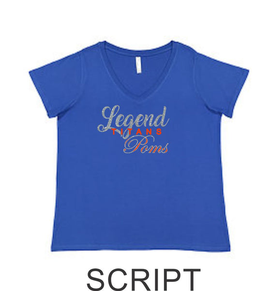 LT Poms Curvy Ladies Tee- 3 Designs- Matte or Glitter