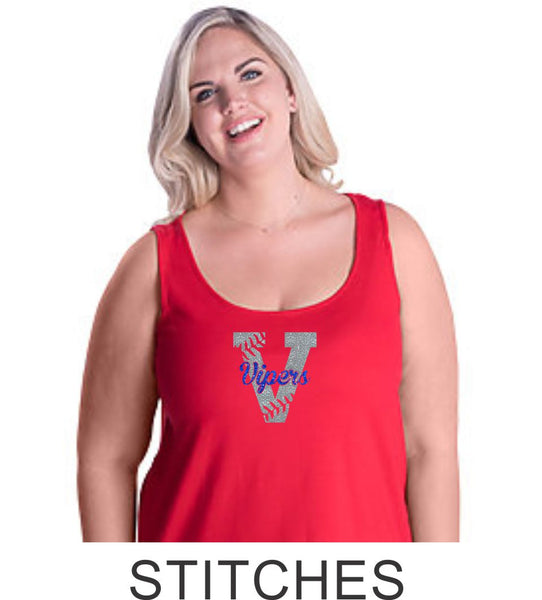 Vipers Curvy Ladies Basic Tank- 3 designs- Matte or Glitter