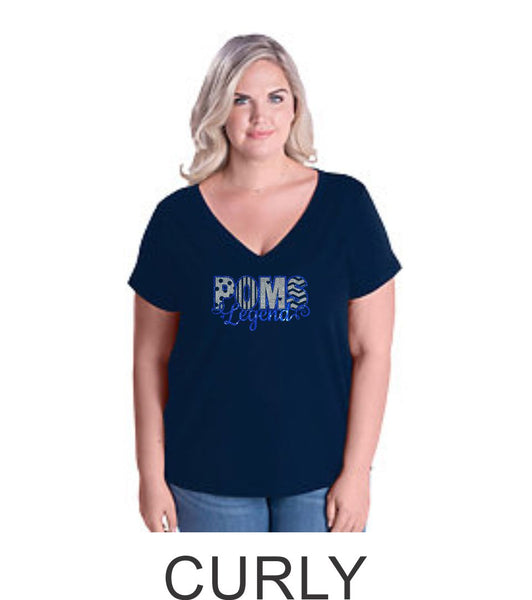 LT Poms Curvy Ladies Tee- 3 Designs- Matte or Glitter