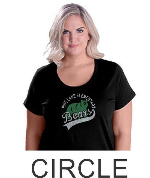 PLE Curvy Ladies Tee- 3 designs- Matte or Glitter