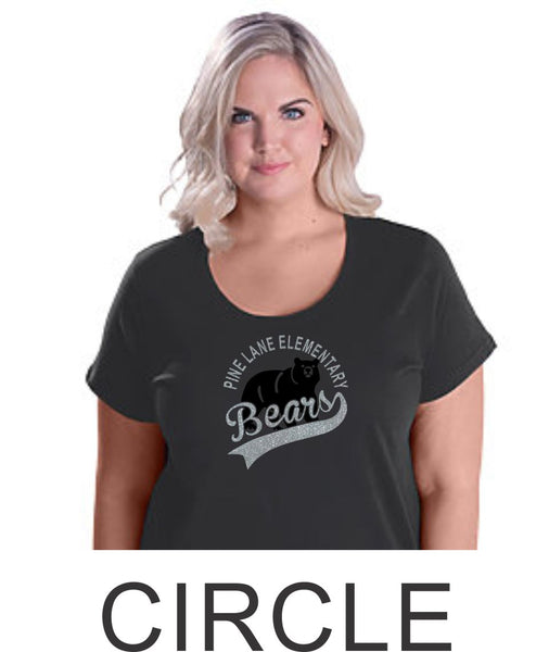 PLE Curvy Ladies Tee- 3 designs- Matte or Glitter