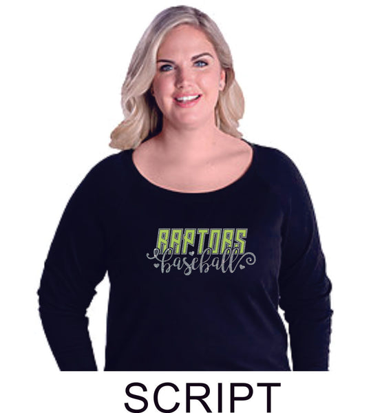 Raptors Curvy Ladies Slouchy Pullover in 2 Designs- 4 Sports- Matte or Glitter