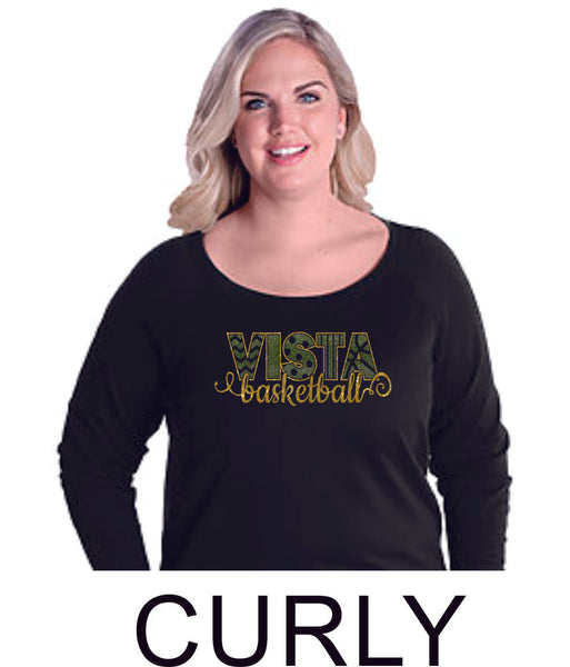 MVHS Basketball Curvy Ladies Slouchy Pullover in 3 Designs- Matte or Glitter