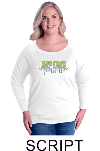 Raptors Curvy Ladies Slouchy Pullover in 2 Designs- 4 Sports- Matte or Glitter