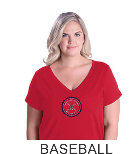 Chap Baseball Curvy Ladies Tee in 4 Designs- Matte or Glitter