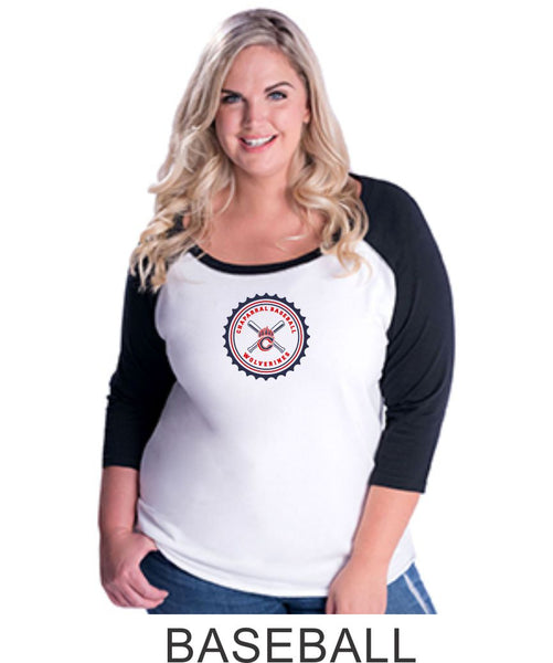 Chap Baseball Curvy Lady Raglan- 4 designs- Matte or Glitter