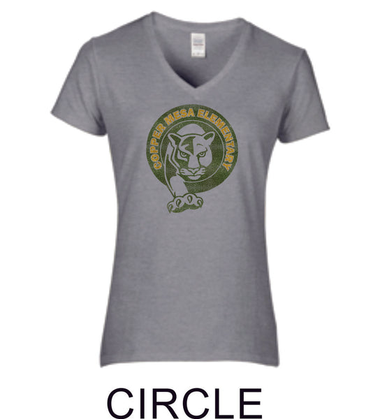 CME Circle Design Ladies Short Sleeve Tee- Matte or Glitter