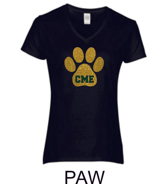 CME Paw Design Ladies Short Sleeve Tee- Matte or Glitter