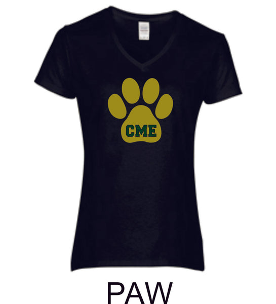 CME Paw Design Ladies Short Sleeve Tee- Matte or Glitter