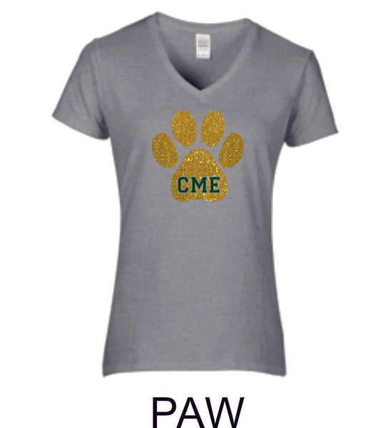 CME Paw Design Ladies Short Sleeve Tee- Matte or Glitter