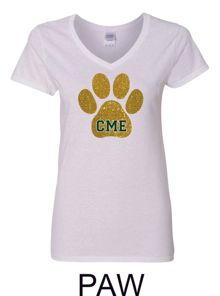 CME Paw Design Ladies Short Sleeve Tee- Matte or Glitter