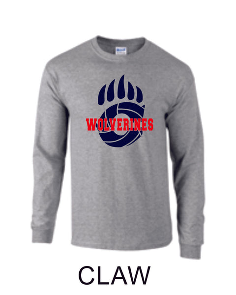 Chap Volleyball Long Sleeve Tee - 4 designs-Matte or Glitter
