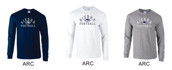 Sierra FOOTBALL Long Sleeve Tee- 4 designs-Matte or Glitter