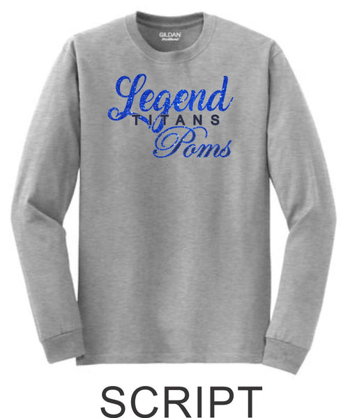 LT Poms Long Sleeve Tee - 3 designs-Matte or Glitter