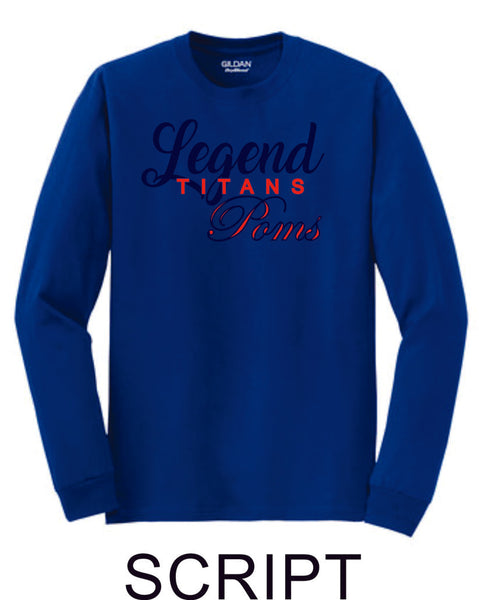 LT Poms Long Sleeve Tee - 3 designs-Matte or Glitter