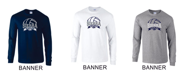 Sierra VOLLEYBALL Long Sleeve Tee- 4 designs-Matte or Glitter