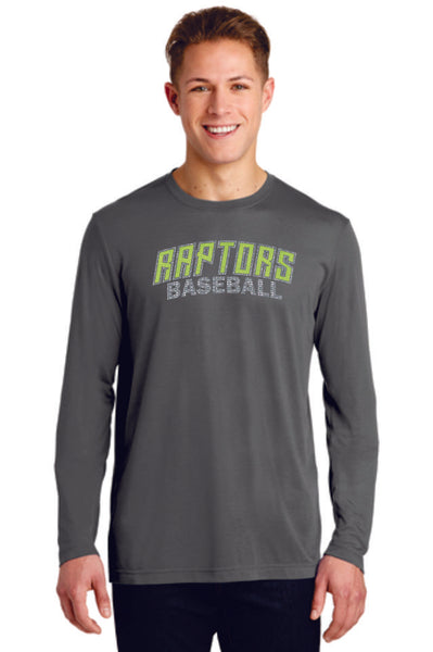 Raptors Sport-Tek Unisex Long Sleeve Wicking Tee - 4 Sports- Matte or Glitter