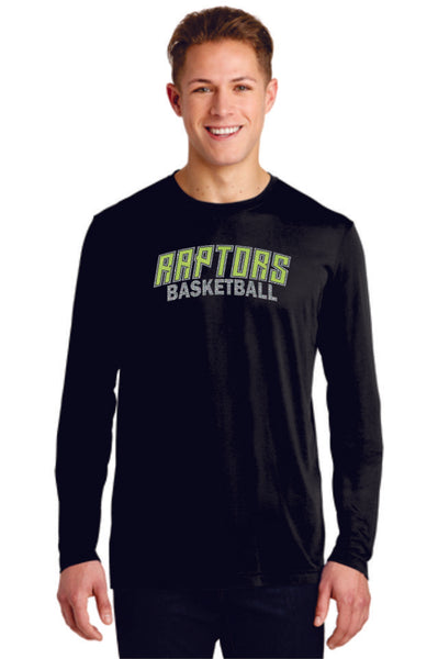 Raptors Sport-Tek Unisex Long Sleeve Wicking Tee - 4 Sports- Matte or Glitter