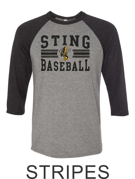 Sting Raglan Unisex T-Shirt- 2 designs- Matte and Glitter