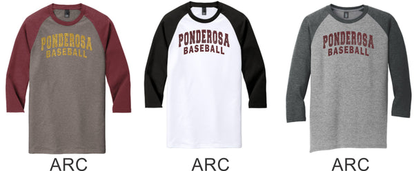 Pondo Baseball Unisex Raglan Tee- 12 Designs- Matte or Glitter