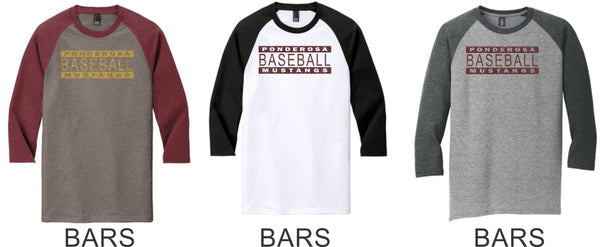 Pondo Baseball Unisex Raglan Tee- 12 Designs- Matte or Glitter