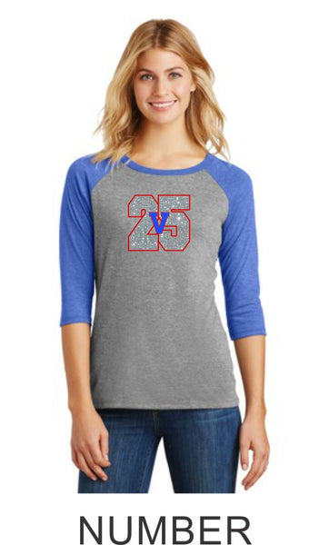 Viper Ladies Number Raglan- Matte or Glitter