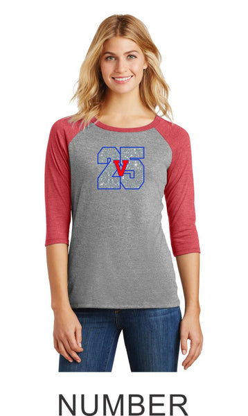 Viper Ladies Number Raglan- Matte or Glitter