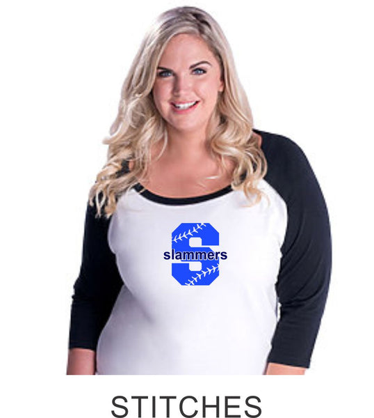 Slammers Curvy Lady Raglan- 2 desings- Matte or Glitter