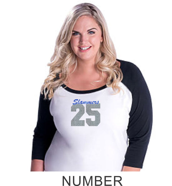 Slammers Curvy Lady Raglan- 2 desings- Matte or Glitter