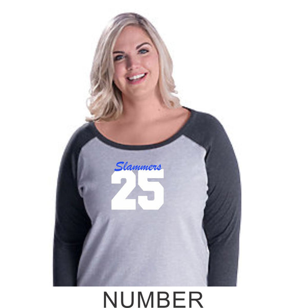 Slammers Curvy Lady Raglan- 2 desings- Matte or Glitter