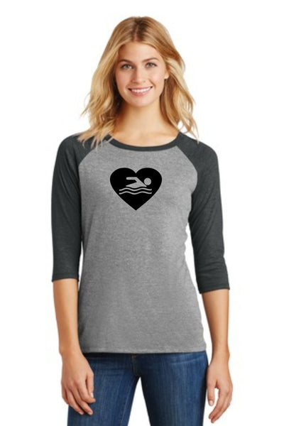 Swim Heart Raglan- Matte or Glitter