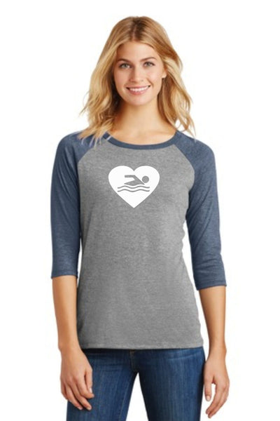 Swim Heart Raglan- Matte or Glitter