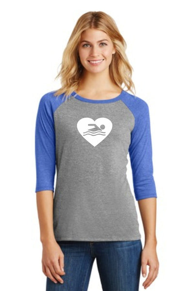 Swim Heart Raglan- Matte or Glitter