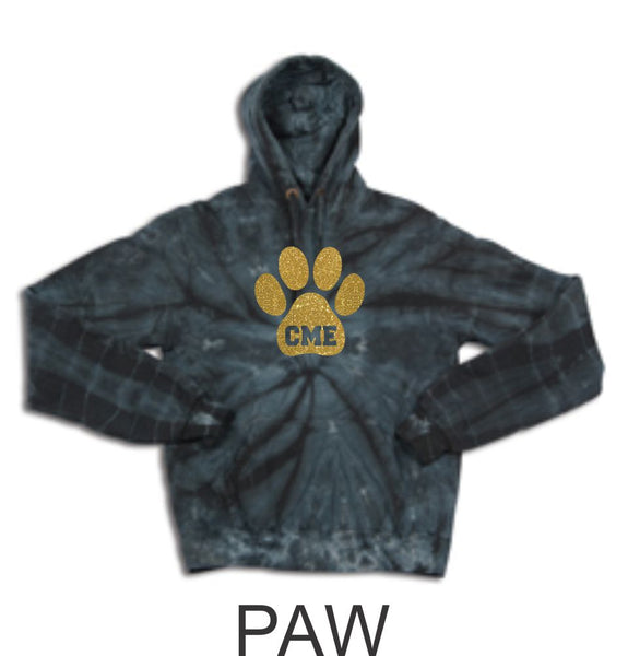 CME Black Tie Dye Hoodie- 4 Designs- Matte or Glitter