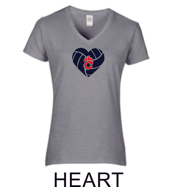 Chap Volleyball Ladies Fit Tee in 4 Designs- Matte or Glitter
