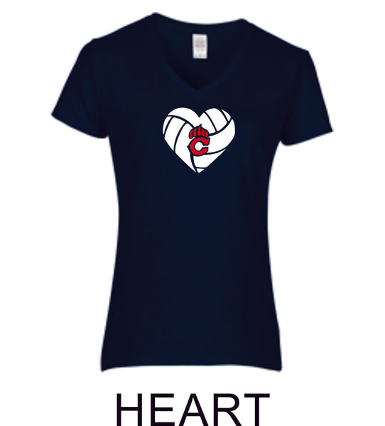 Chap Volleyball Ladies Fit Tee in 4 Designs- Matte or Glitter