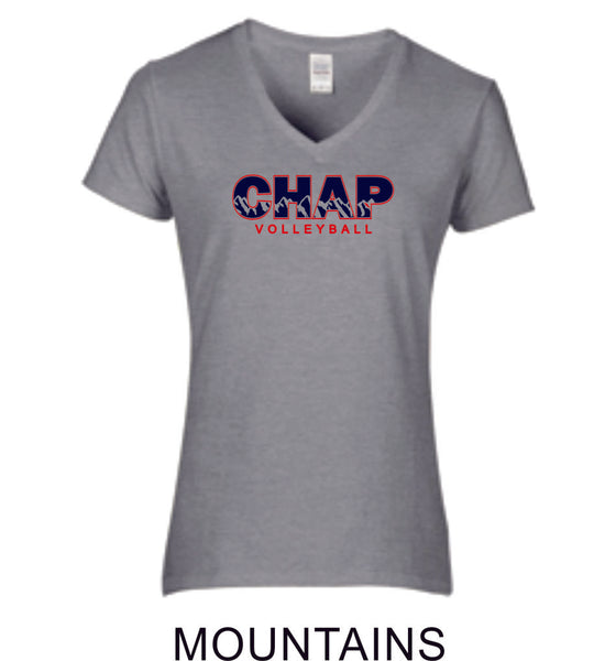 Chap Volleyball Ladies Fit Tee in 4 Designs- Matte or Glitter