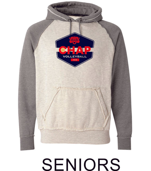 Chap Volleyball Vintage Heathered Hoodie- 3 Designs