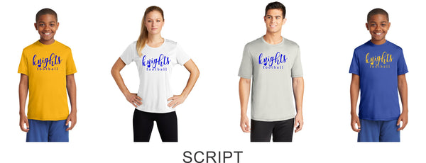 Knights Wicking Tee- Youth, Ladies, Unisex sizes- 7 Designs