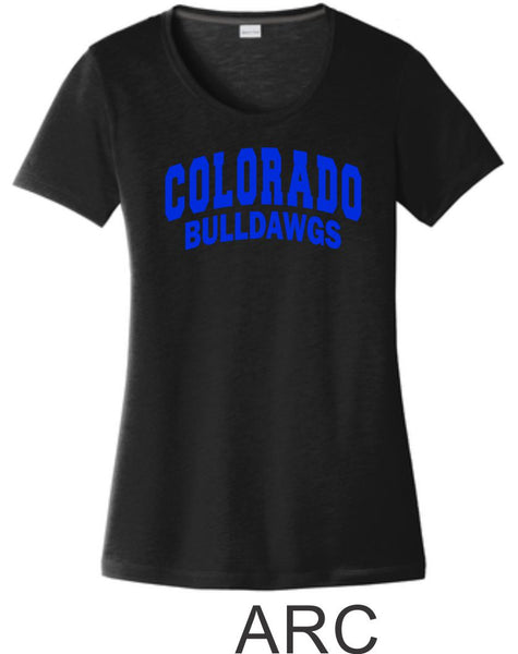 Bulldawgs Ladies Wicking Tee - 2 designs- Matte or Glitter