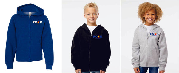 ROCK Swimming Youth Full Zip Hoodie- 3 colors- Matte or Glitter