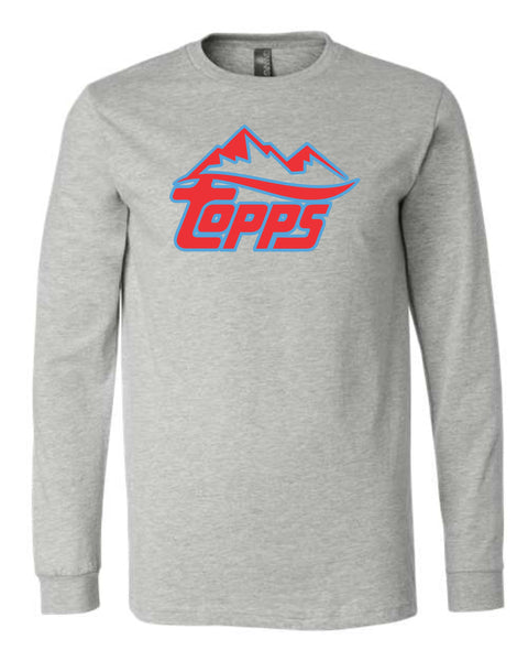 Rocky Mountain Topps White/Grey Unisex Long Sleeve Tee-Matte or Glitter