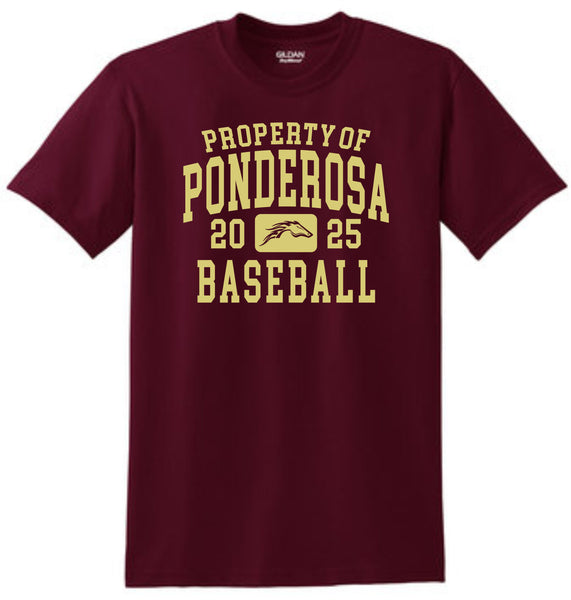 Pondo Baseball Basic PROPERTY OF Tee- Matte or Glitter