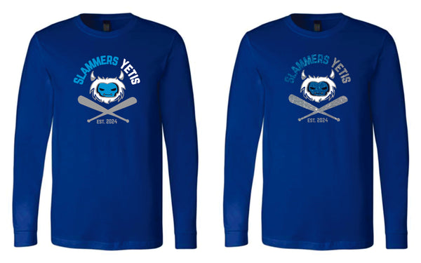 Slammers Yetis Unisex Long Sleeve Tee-Matte or Glitter