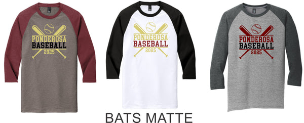 Pondo Baseball Unisex Raglan Tee- 12 Designs- Matte or Glitter