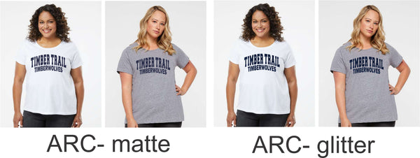 Timber Trail Curvy Ladies Tee- 5 designs- Matte or Glitter
