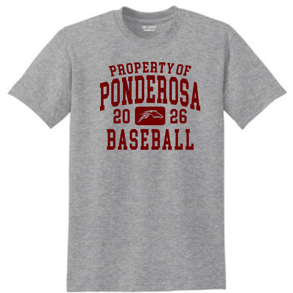 Pondo Baseball Basic PROPERTY OF Tee- Matte or Glitter
